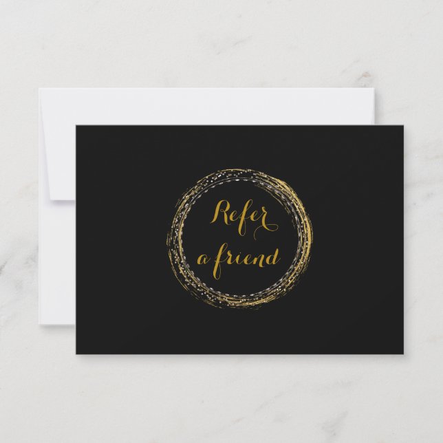 Goud Folie & Zwarte Glamour Cirkel Referralkaart (Voorkant)