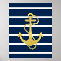 Goud folieveranker print Digitaal poster