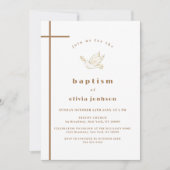 Goud Frans Modern Vogelkruis doopsel Kaart (Voorkant)