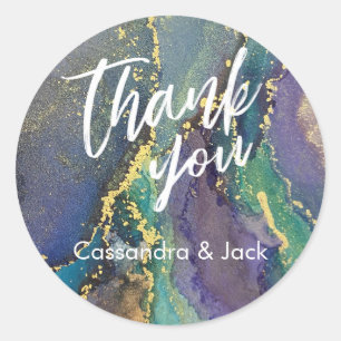 Goud geaccentueerd Vloeibaar Abstract Kunst Casual Ronde Sticker