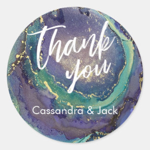 Goud geaccentueerd Vloeibaar Abstract Kunst Casual Ronde Sticker