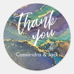 Goud geaccentueerd Vloeibaar Abstract Kunst Casual Ronde Sticker