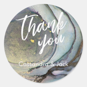 Goud geaccentueerd Vloeibaar Abstract Kunst Casual Ronde Sticker