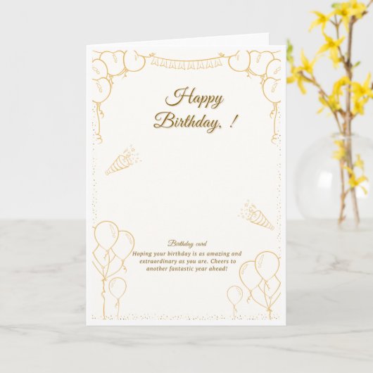 Goud Geborduurd Elegant Verjaardag Wenskaart Kaart (Gele Bloem)