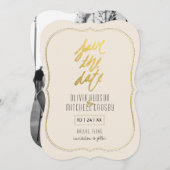 Goud geborsteld beugel Sla de datum op Save The Date (Voorkant / Achterkant)