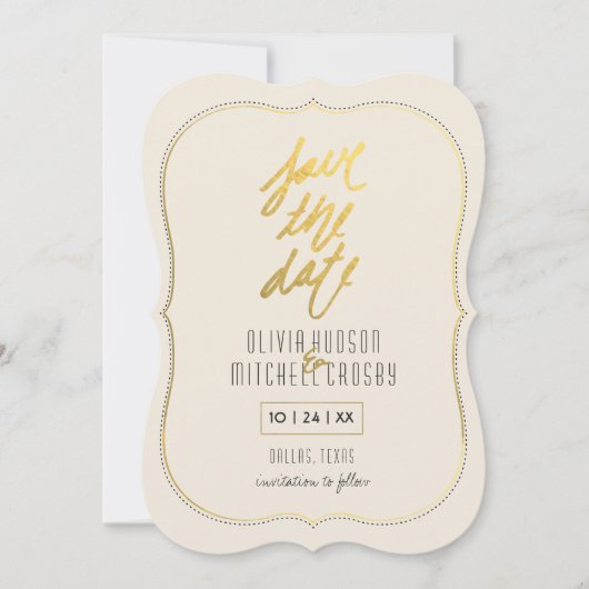 Goud geborsteld beugel Sla de datum op Save The Date (Voorkant)