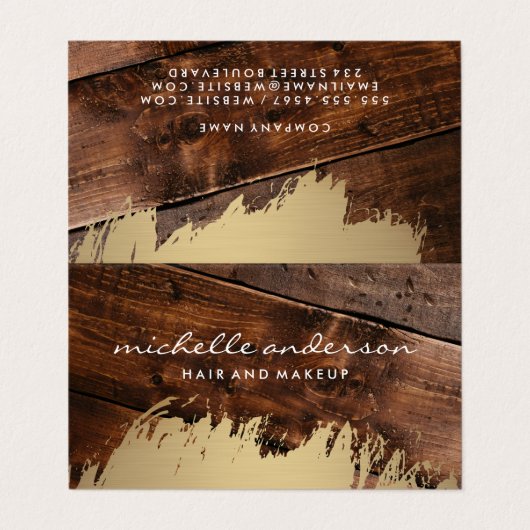 Goud geborsteld | Hout Visitekaartjes (Buitenkant ongevouwen)