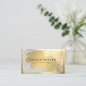 Goud geborsteld leer gouden rand visitekaartje (Staand voorkant)