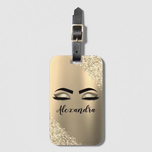 Goud geborsteld Metaal Monogram Naam en Initiaal Bagagelabel (Voorkant (verticaal))