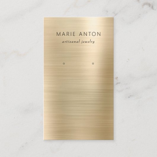 Goud Geborsteld Metaal QR Code Oorbel Display Kaar Visitekaartje (Voorkant)