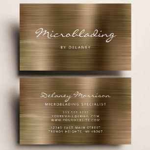 Goud Geborsteld Metaal Schrift Microblading Visitekaartje