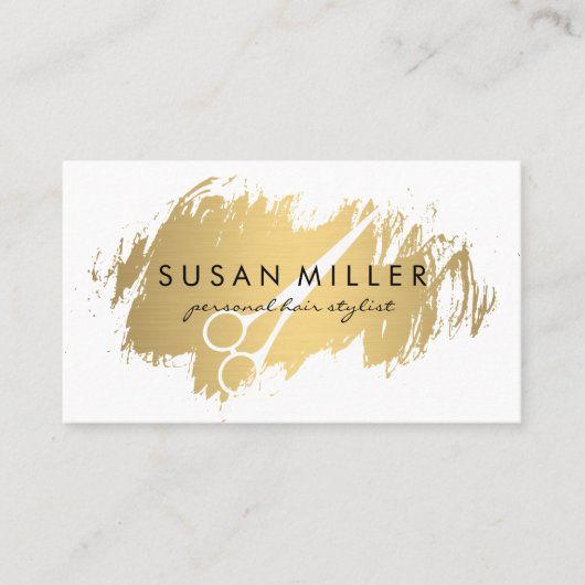 Goud geborsteld | Schaar Visitekaartje (Voorkant)