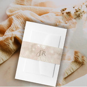 Goud Geborsteld Tropisch Palmblad Bruiloft Uitnodigingen Wikkel