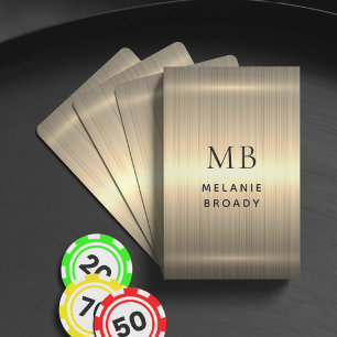 Goud geborstelde metalen gepersonaliseerd zwart mo pokerkaarten