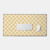 Goud Geel en Wit Art Deco Patroon Bureaumat (Keyboard & Muis)