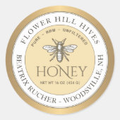 Goud Geel Wit Honing Label Frans Bee (Voorkant)
