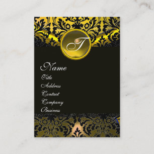 GOUD GEEL ZWARTE TOPAS DAMAST MONOGRAM VISITEKAARTJE