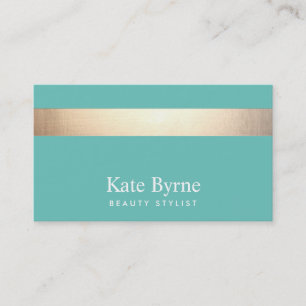 Goud (geen glans) Striped Modern Stylish Turquoise Visitekaartje