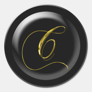 Goud gekleurd Monogram C Ronde Sticker
