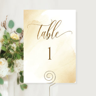 Goud Gele Aquarel, Modern Tafel Nummer