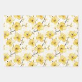 Goud Gele Bloemen Bruiloftsfeest Inpakpapier Vel (Voorkant)