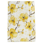 Goud Gele Bloemen Bruiloftsfeest Medium Cadeauzakje (Achterkant)