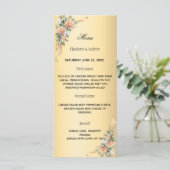 Goud gele bloemen lint huwelijksjubileum menu (Staand voorkant)