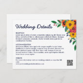 Goud Gele Navy Blauwe Boho Boeket QR Code Informatiekaartje (Voorkant / Achterkant)