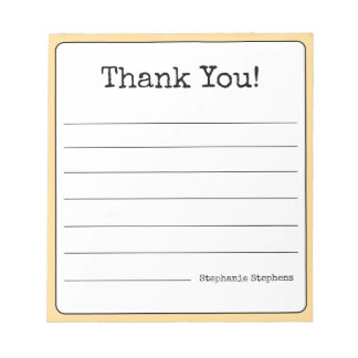 Goud Gele Retro Dank Je Wel Jouw Naam Gelinieerd Notitieblok