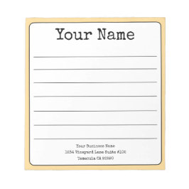 Goud Gele Retro Voeg Je Naam Toe Gelinieerd Notitieblok