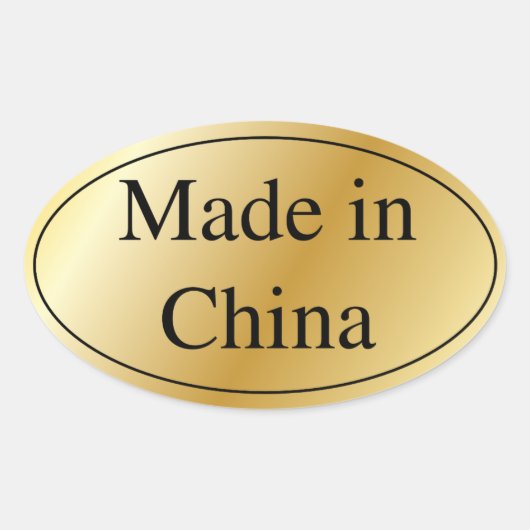 Goud gemaakt in China Ovale Sticker (Voorkant)