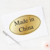 Goud gemaakt in China Ovale Sticker (Envelop)