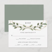 Goud geometrisch en groen | Trouwmaaltijd keuze RSVP Kaartje (Voorkant / Achterkant)