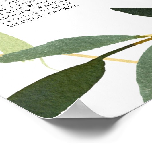 Goud Geometrisch Eucalyptus Weddenschap Schema Poster (Hoek)