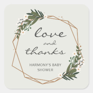 Goud geometrisch geslacht neutraal Baby shower Vierkante Sticker