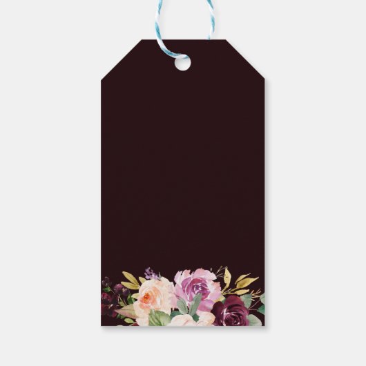 Goud Geometrisch Groen Bourgondië Bloemen Dank u Cadeaulabel (Achterkant)