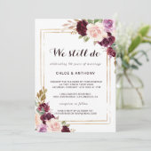 Goud Geometrisch Groen Bourgondië Floral Vow Verni Kaart (Staand voorkant)