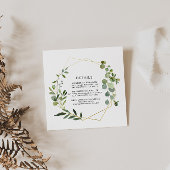 Goud Geometrisch Groen Eucalyptus Bruiloft Details Informatiekaartje