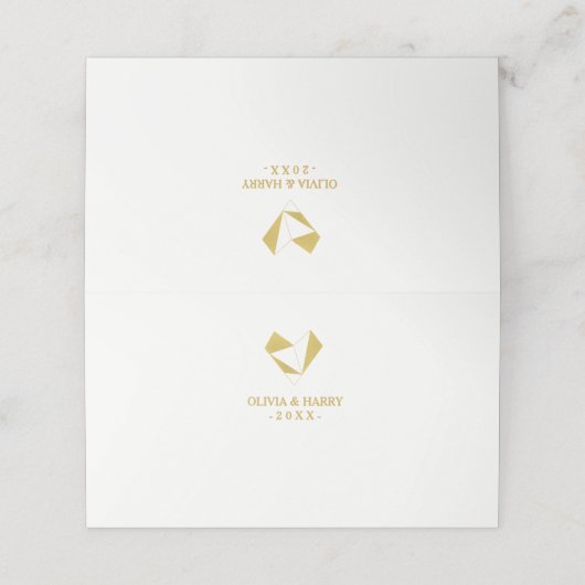 Goud geometrisch hart | Wedding Gevouwen Plaats Ka (Buitenkant ongevouwen)