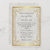 Goud Geometrisch Lijst Wit Marmeren Bruiloft Kaart (Voorkant / Achterkant)