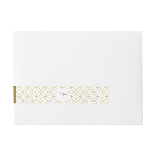 Goud Geometrisch Modern Bruiloft Wraparound Label Adreslabel Wikkel (Voorkant)