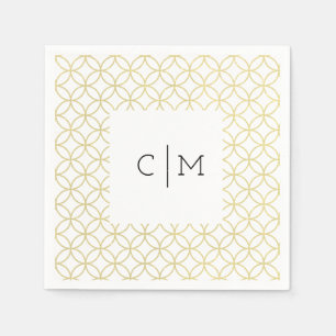 Goud Geometrisch Monogram Bruiloft Cocktail servet