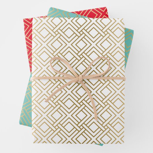 Goud geometrisch patroon, aangepaste achtergrond inpakpapier vel (In situ)