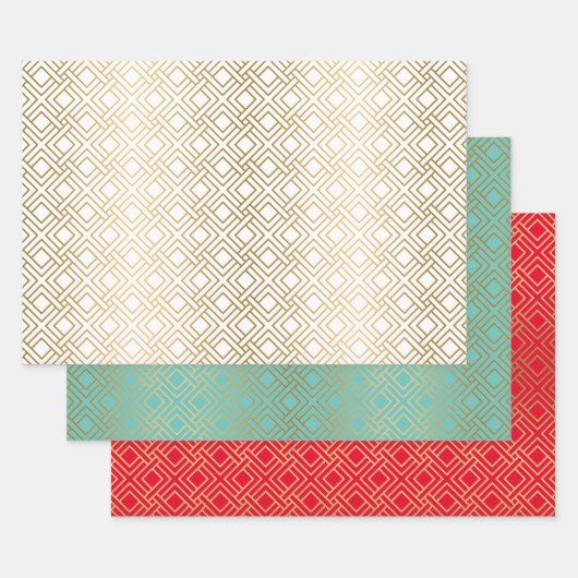Goud geometrisch patroon, aangepaste achtergrond inpakpapier vel (Set)