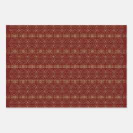 Goud geometrisch patroon en Bourgondië Inpakpapier Vel