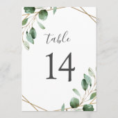 Goud geometrische Eucalyptus Greenery Table Number (Achterkant)