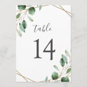 Goud geometrische Eucalyptus Greenery Table Number (Voorkant)