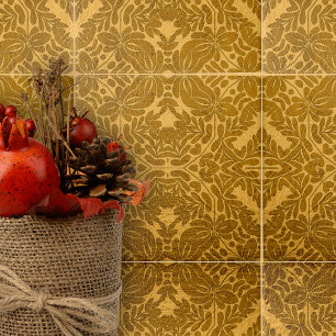Goud Geometrische Symmetrische Bloemen en Blad Mot Tegeltje