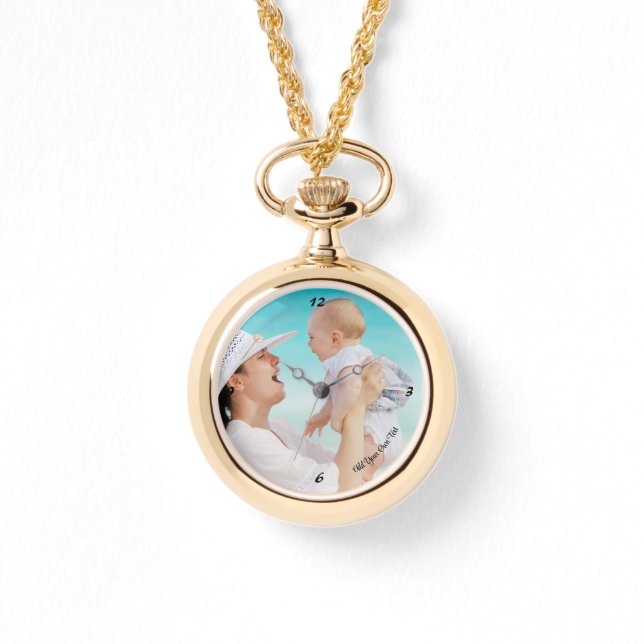 Goud Gepersonaliseerd Ketting Horloge (Voorkant)