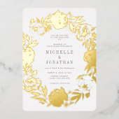Goud geperst ventilatorkruid folie uitnodiging (Voorkant)